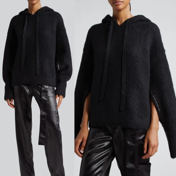 Maria McManus Brushed Fleece Wool Cashmere Blend Black Sweater Hoodie Size M - Picture 1 of 11